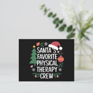 Santa's Favorite Physical Therapy Crew Christmas Holiday Postcard