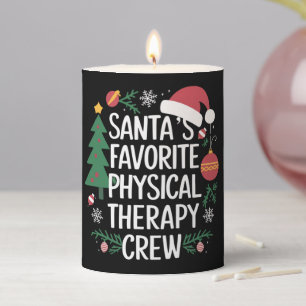 Santa's Favorite Physical Therapy Crew Christmas Pillar Candle