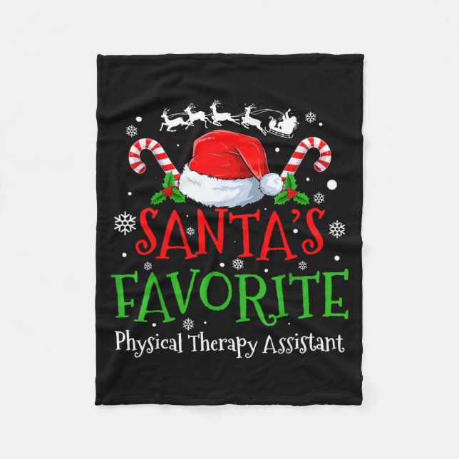 Santa's Favorite Physical Therapy Istant Christmas Fleece Blanket (Front)