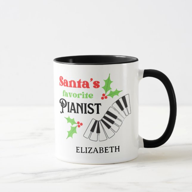 Santa's Favorite Pianist Piano Key Christmas  Mug (Right)