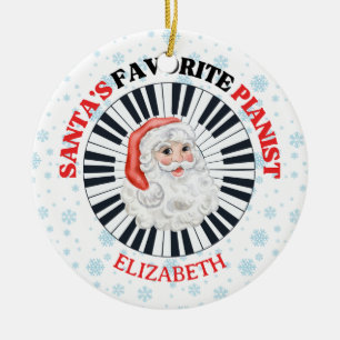 Santa's Favorite Pianist Piano Santa Claus  Ceramic Ornament
