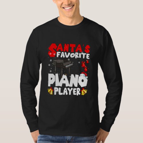Santas Favorite Piano Player Xmas Santa Musical T_Shirt