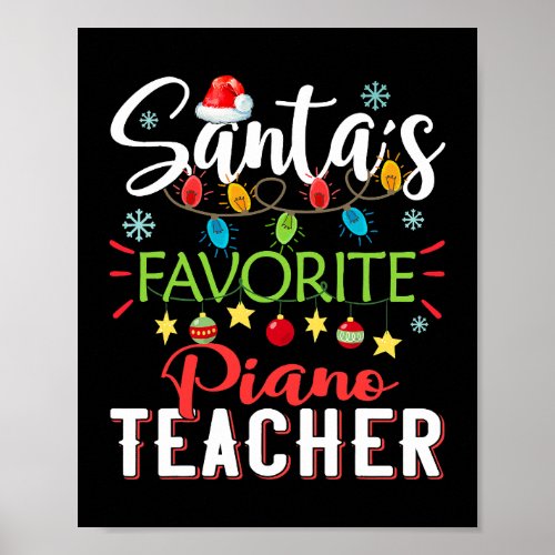 Santas Favorite Piano Teacher Xmas Light Hat Chris Poster