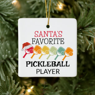 Santa's Favorite Pickleball Player Ceramic Ornament