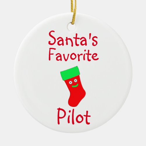 Santas Favorite Pilot Ceramic Ornament