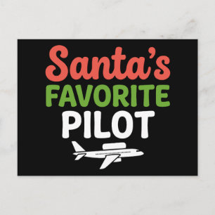 Santa's Favorite Pilot Christmas Aviation Airplane Holiday Postcard
