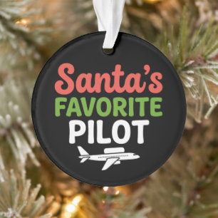 Santa's Favorite Pilot Christmas Aviation Airplane Ornament