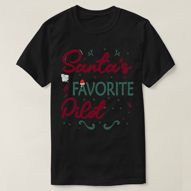 Santas Favorite Pilot Christmas Pilot  (2)  T-Shirt (Design Front)