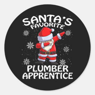 Santa's Favorite Plumber Apprentice Christmas Classic Round Sticker