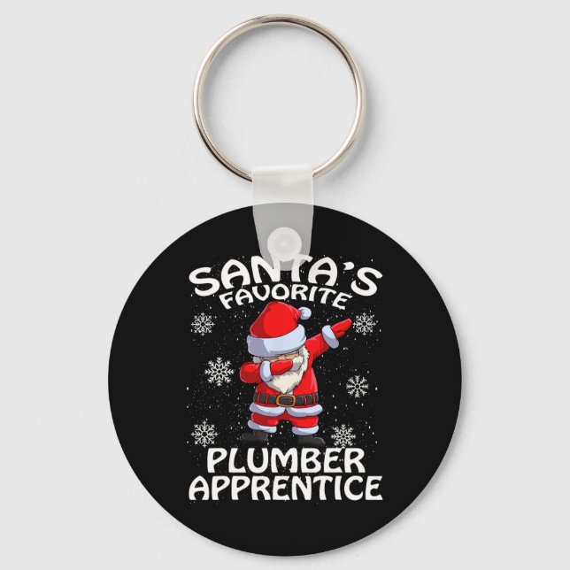 Santa's Favorite Plumber Apprentice Christmas  Keychain (Front)