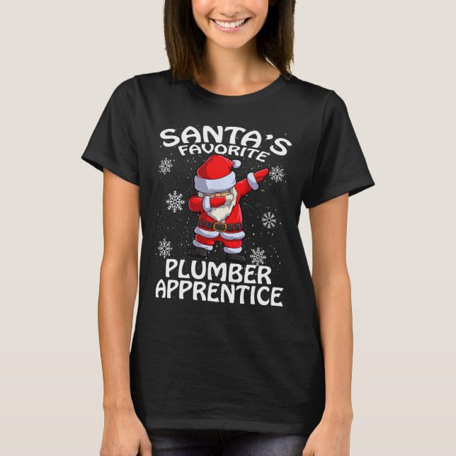 Santa's Favorite Plumber Apprentice Christmas  T-Shirt (Front)