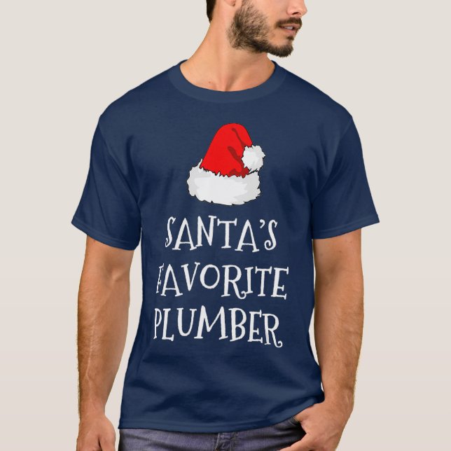 Santas Favorite Plumber Christmas Funny Gift T-Shirt (Front)