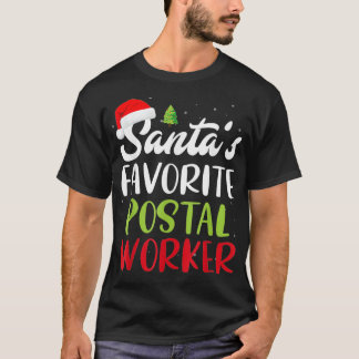 Santa's Favorite Postal Worker Christmas Santa Hat T-Shirt