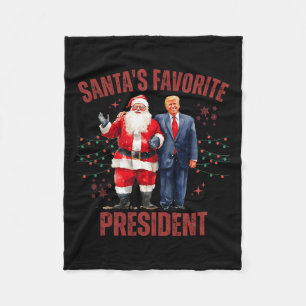 Santa's Favorite President Christmas Funny Trump X Fleece Blanket