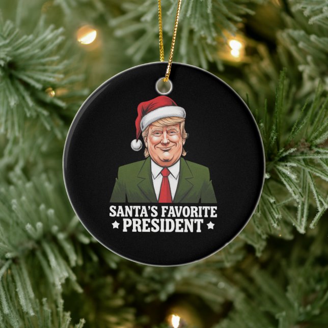 Santa's Favorite President Funny Trump Christmas Ceramic Ornament (Tree)