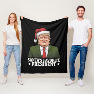 Santa's Favorite President Funny Trump Christmas Fleece Blanket
