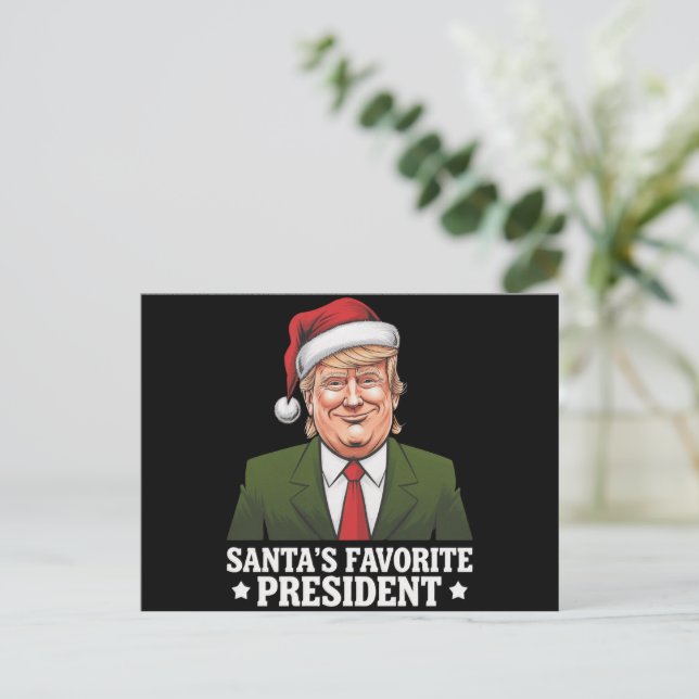 Santa's Favorite President Funny Trump Christmas Holiday Postcard (Standing Front)