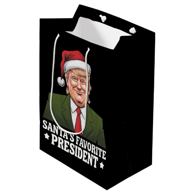 Santa's Favorite President Funny Trump Christmas Medium Gift Bag (Front Angled)