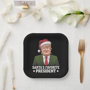 Santa's Favorite President Funny Trump Christmas Paper Plates