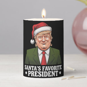 Santa's Favorite President Funny Trump Christmas Pillar Candle