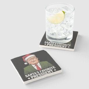 Santa's Favorite President Funny Trump Christmas Stone Coaster