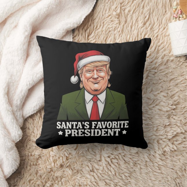 Santa's Favorite President Funny Trump Christmas Throw Pillow (Blanket)