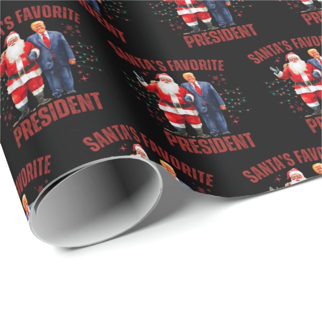 Santa's Favorite President Funny Trump Christmas Wrapping Paper (Roll Corner)