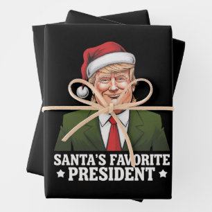 Santa's Favorite President Funny Trump Christmas Wrapping Paper Sheets