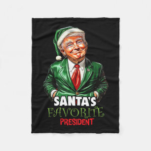 Santa's Favorite President Funny Trump Christmas X Fleece Blanket