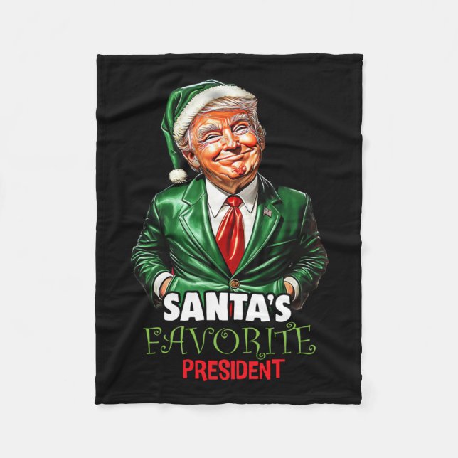 Santa's Favorite President Funny Trump Christmas X Fleece Blanket (Front)