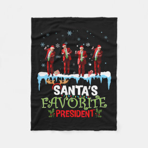 Santa's Favorite President Santa Trump Dance Funny Fleece Blanket