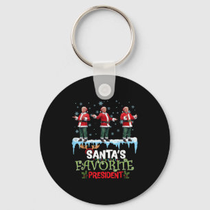 Santas Favorite President Santa Trump Dance Funny Keychain