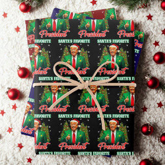 Santa's Favorite President | Trump Christmas Gift Wrapping Paper Sheets