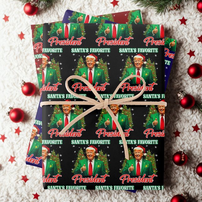 Santa's Favorite President | Trump Christmas Gift  Wrapping Paper Sheets (Creator Uploaded)
