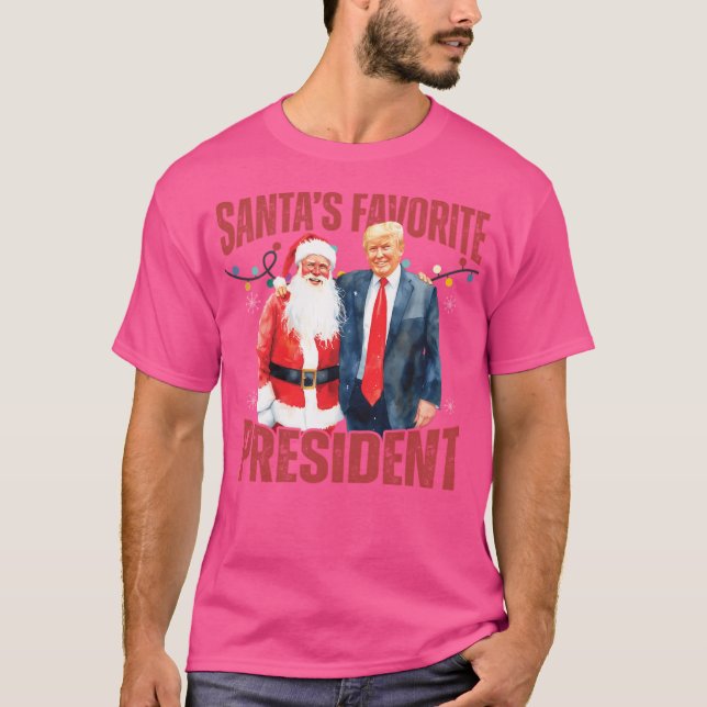 Santa'S Favorite President Trump Christmas Santa T-Shirt (Front)