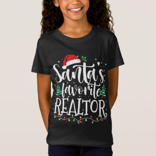 Santas Favorite Principal Christmas Santa Hat Lig T_Shirt