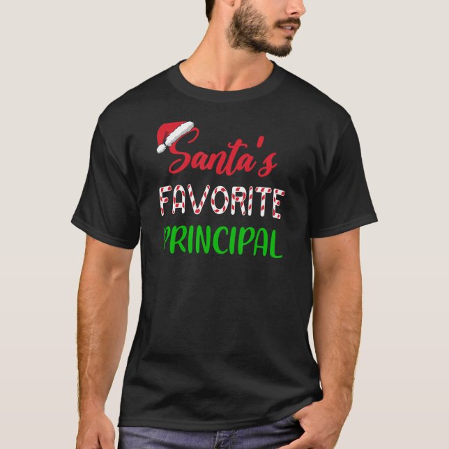 Santas Favorite Principal     Chritsmas T-Shirt (Front)