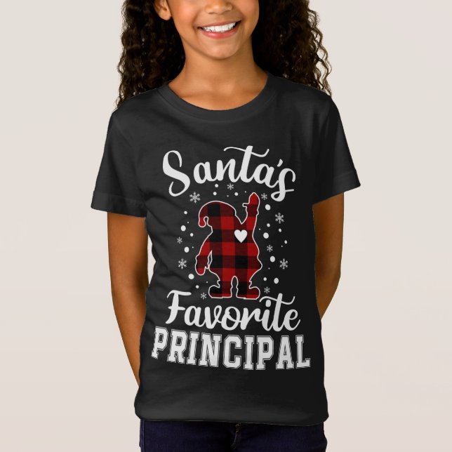 Santa's Favorite Principal Funny Christmas T-Shirt (Front)