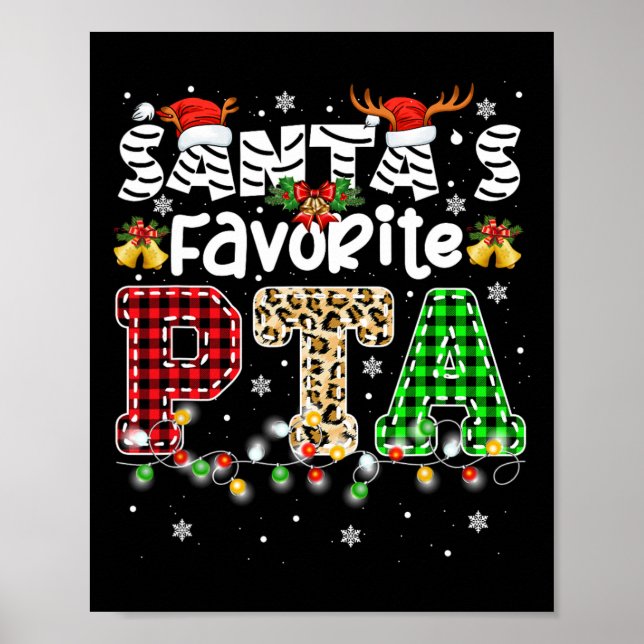 Santa's Favorite PTA Christmas Physical Therapist  Poster (Front)