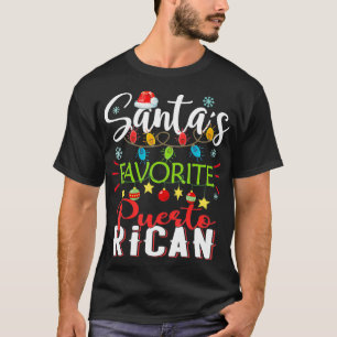 Santas Favorite Puerto Rican Xmas Light Santa Hat T-Shirt