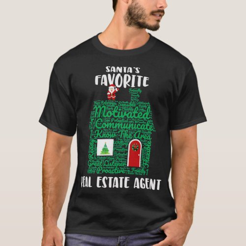 Santas Favorite Real Estate Agent Christmas Word C T_Shirt