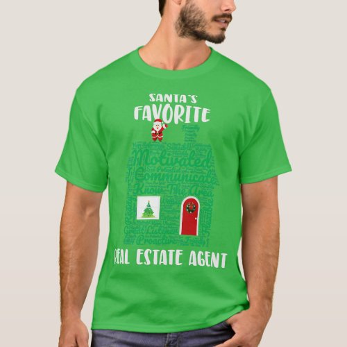 Santas Favorite Real Estate Agent Christmas Word C T_Shirt
