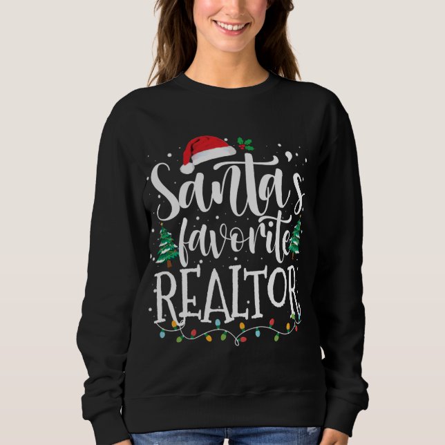 Santa's Favorite Realtor Christmas Santa Hat Light Sweatshirt (Front)