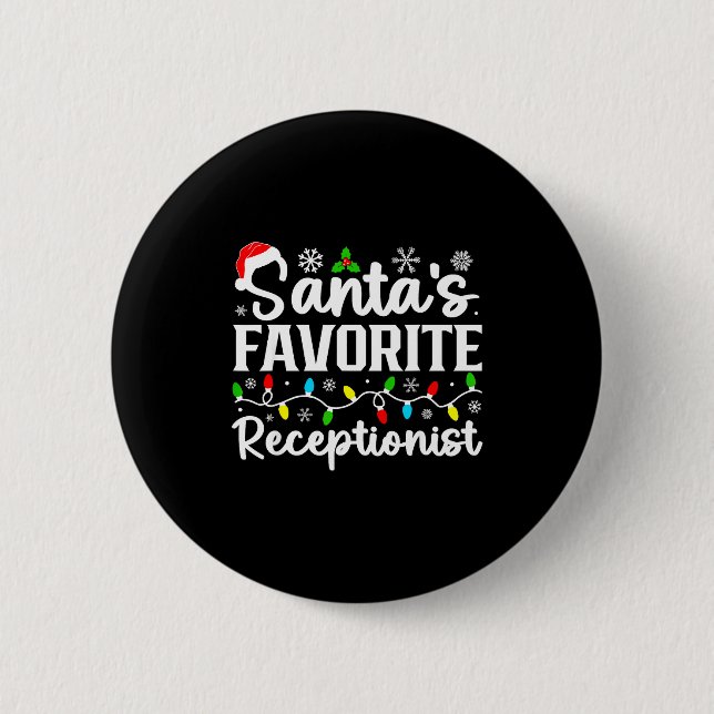Santa's Favorite Receptionist Christmas Family Mat Button (Front)
