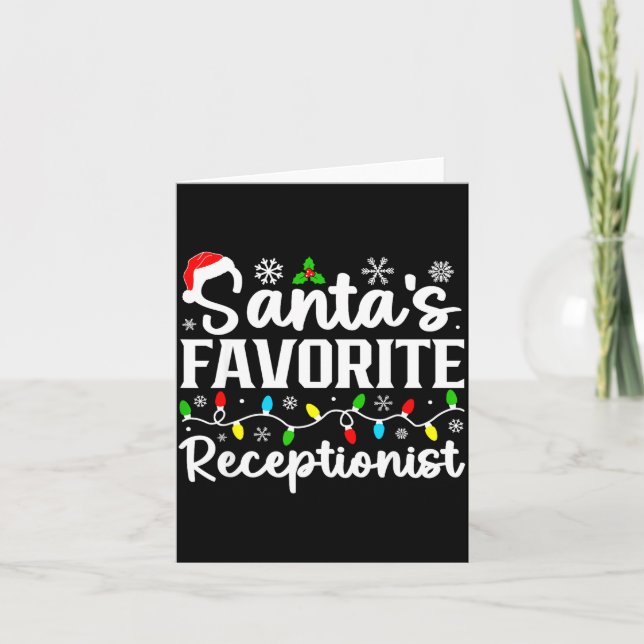 Santa's Favorite Receptionist Christmas Family Mat Card (Front)