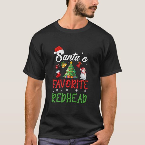 Santas Favorite Redhead Funny Christmas Tree T_Shirt