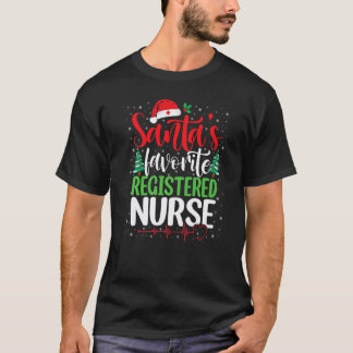 Santa's Favorite Registered Nurse Christmas Santa T-Shirt