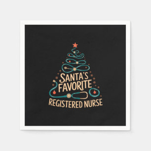 Santa's Favorite Registered Nurse Perfect For Xmas Napkins