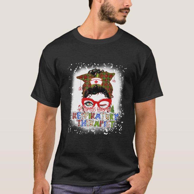 Santa's Favorite Respiratory Therapist Christmas P T-Shirt (Front)