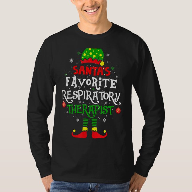 Santa's Favorite Respiratory Therapist Funny Chris T-Shirt (Front)